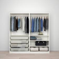 Pax دولاب ملابس أبيض Nykirke زجاج ضبابي نقش محبب Ikea