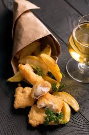 Traditional English Beer Battered Fish And Chips Made With Cod Fillets Potatoes Eggs Flou In 2020 British Fish And Chips English Fish And Chips Beer Battered Fish