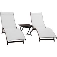 Vivere 3 Piece Aluminum Adjustable Outdoor Chaise Lounge Set Corl3 Pe The Home Depot In 2020 Outdoor Chaise Lounge Sun Lounger Conversation Set Patio