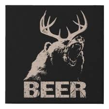 Beer Deer Bear Faux Canvas Print Zazzle Com In 2020 Beer Deer Bear Deer Beer Canvas Printing Diy