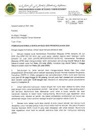 Surat Makluman Pembukaan Semula Sekolah Sek Ren Agama Integrasi Taman Keramat Facebook