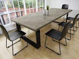 Concrete Dining Table On A Metal Base Concrete Dining Table Concrete Table Dining Room Design