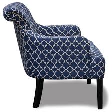 Armless upholstered accent chair midnight blue. Best Master Regency Fabric Upholstered Accent Chair In Blue White 585