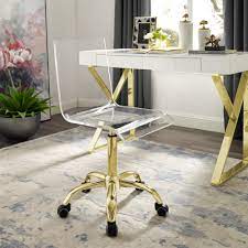 Find pinterest • the world's catalog of ideas ideas to furnish your house. Inspired Home Alena Clear Acrylic Chair Gold Stainless Steel Base Casters Armless Modern Design Walmart Com Walmart Com