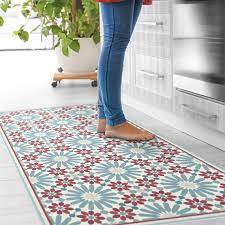 Start your project sooner with store pickup. Vinyl Floor Mat With Moroccan Tiles In Blue And Red Kitchen Etsy