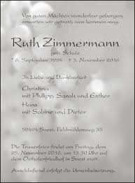 Traueranzeigen von Ruth Zimmermann