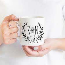 Personalized Coffee Cups Custom Couples Wedding Mugs Bride Groom Coffee Mugs Engagement Bridal Gift Wreat Wedding Mugs Coffee Wedding Wedding Initials