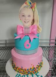 Two tiered round cakes covered with sugar paste. Jojo With The Bow Bow Cake Jojo Siwa Birthday Pony Birthday Bow Cakes