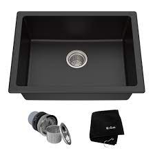 If the kitchen is the heart of the home, then the sink is the heart of the kitchen. 24 Drop In Undermount Granite Single Bowl Kitchen Sink In Black Onyx