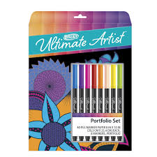 This book features 40 8x10″ coloring pages in four fabulous mixed media pages to suit the changing moods of the creative soul: Find The Roseart Ultimate Artist Marker Portfolio Set At Michaels