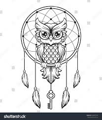 Black And White Dream Catcher Background Dream Catcher Black And White Owl Vector Line Illustration Black And White Owl Owls Drawing Dream Catcher Drawing