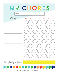 free printable chore chart for kids