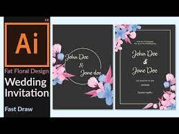 Wedding Invitation Card Designing In Adobe Illustrator Cc Minimalist Flat Floral De Graphic Design Cards Invitation Card Maker Wedding Invitation Card Design