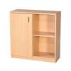 Made to last, this solid wood and oak veneer credenza features a natural finish. 1