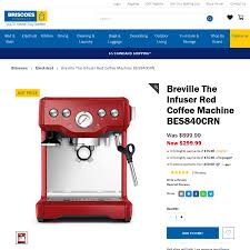 Whether you are looking for a capsule coffee machine, an automatic bean to cup machine or a traditional espresso machine we have the right one for you. Breville The Infuser Red Coffee Machine 299 Was 899 Briscoes Choicecheapies