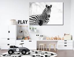 Canvas wall art for childrens room. Cute Baby Zebra Children S Bedroom Wall Art Prints