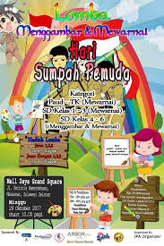 Mewarnai adalah aktivitas yang sangat seru dan juga menyenangkan untuk anak anak usia dini. Lomba Menggambar Dan Mewarnai Hari Sumpah Pemuda Daya Grand Square Makassar 29 Oktober 2017 Haievent Com