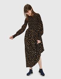 Ganni Beacon Smocked Dress In Black Pretty Boho Dresses Boho Dress Fall Boho Dress