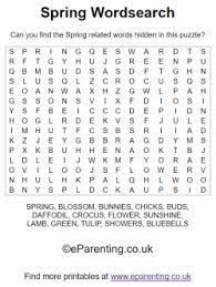 More free printables including board games, mazes, and word searches. Spring Printable Wordsearches Spring Words Kids Word Search Word Games For Kids