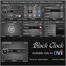 Black Clock Theme For Nokia C3 X2 01 Themereflex