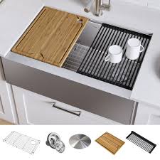 From undermount & top mount to ceramtek™️ material how do you build the perfect kitchen? Kraus Kwf410 30 Kore Workstation 30 Inch Farmhouse Flat Apron Front 16 Gauge Single Bowl Stainless Steel Kitchen Sink
