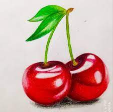 Food fruits and vegetables;apples;strawberries;drops;greenery;fruit;blueberries;crystal texture;realistic style;realistic;vector fruit. Red Cherry Fruit Art Drawings Realistic Drawings Art Drawings Simple
