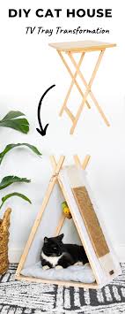 Diy Cat House Tepee From An Old Tv Tray Cat House Diy Cat Diy Diy Stuffed Animals