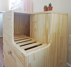 Other Finishes Available Unique Jumbo Modern Wooden Cat Etsy Cat Box Furniture Wooden Cat Pet Furniture