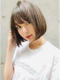 グレージュ 前下がりシースルーバングショートボブ l015715058 サンド sand のヘアカタログ ホットペッパービューティー 髪型 ボブ ヘアスタイリング