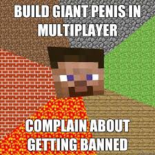 Build giant penis in multiplayer Complain about getting banned - Minecraft  - quickmeme