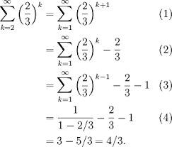 Plug a1 and r into the formula to find the infinite sum. A Geometric Series Problem With Shifting Indicies The Infinite Series Module