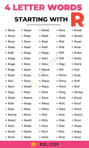 Have a look at these useful lists too: 4 Letter Words Starting With R List Of 130 Four Letter Words Beginning With R 7esl In 2022 Letter N Words Writing Words Words Beginning With R