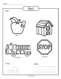 Color Red Printable Color Trace And Write Kindergarten Coloring Pages Teaching Colors Preschool Colors