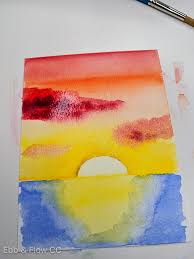 The sky usually gets lighter at the horizon. Sunset Over Water Painting Easy Watercolor Tutorial Ebbandflowcc