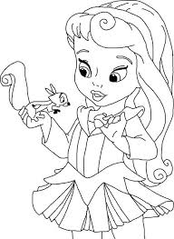 Little Aurora With Squirrel Coloring Pages Coloriage Princesse Coloriage Coloriage Princesse Disney