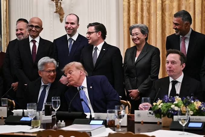 Trump gathers with AI leaders, floats 'self-regulation' as way to deal with technology's dangers; firms sign 'morally binding' self-policing pledge