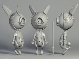 Little Robot Rabbit Modeled By Nick Friess Robot Concept Art Robot Design Robots Concept