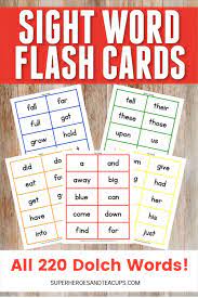 Dolch Sight Word Flash Cards Free Printable For Kids Sight Word Flashcards Dolch Sight Words Kindergarten Sight Words Printables