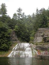There are many hiking trails, swimming areas, and campsites available. Lower Falls Of Enfield Glen Treman Falls
