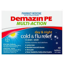 Demazin Pe Multi Action Cold Flu Relief Day Night 48 Tablets