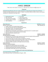 Things you should put in an auto mechanic resume: Diesel Mechanic Resume Examples Myperfectresume