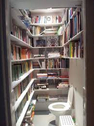 The Toilet Library Read In The Toilets Bookshelves In The Cabinet Home Library Floor To Ceiling Bookshelves Home Libraries