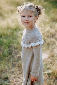 Beige Hand Knit Winter Dress For Girls Scandinavian Style Alpaca Wool Dress With Ruffles Long S Girls Winter Dresses Little Girl Fashion Knitted Baby Clothes