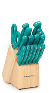 Kitchenaid 17 Pc Teal Stamped Triple Rivet Cutlery Set Teal Kitchen Decor Aqua Kitchen Teal Kitchen