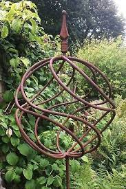 Metal Garden Sculpture Antique Style Rusty Metal Obelisk Ball On Post 1 62m 64 Ebay Metal Garden Art Metal Sculptures Garden Metal Obelisk