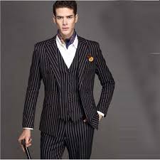 Stacy adams mars black w white pinstripe vested classic fit suit. New Black Wedding White Pinstripe Men Suit Peaked Lapel Terno Masculino Slim Fit Blazer Male Formal Business Mens Suits Set Suits Aliexpress