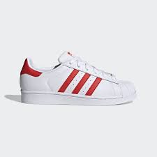 Adidas Black And White Striped Shoes Superstar Shoes Cloud White Active Red Core Black Cm8413 Adidas Superstar Red Superstars Shoes Fashion Shoes Black