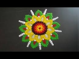 Easy Flower Rangoli Design Latest Rangoli Design For Diwali 2020 Easy Kolam Muggulu Youtube In 2020 Special Rangoli Diwali Special