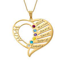 A birthstone necklace for mom, a friend or yourself, lets you carry loved ones with you. Engraved Mom Birthstone Necklace 14k Gold Mynameise