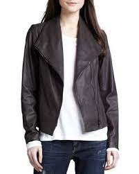 Vince Leather Scuba Jacket Ash Leather Jacket Leather Jackets Women Scuba Jacket